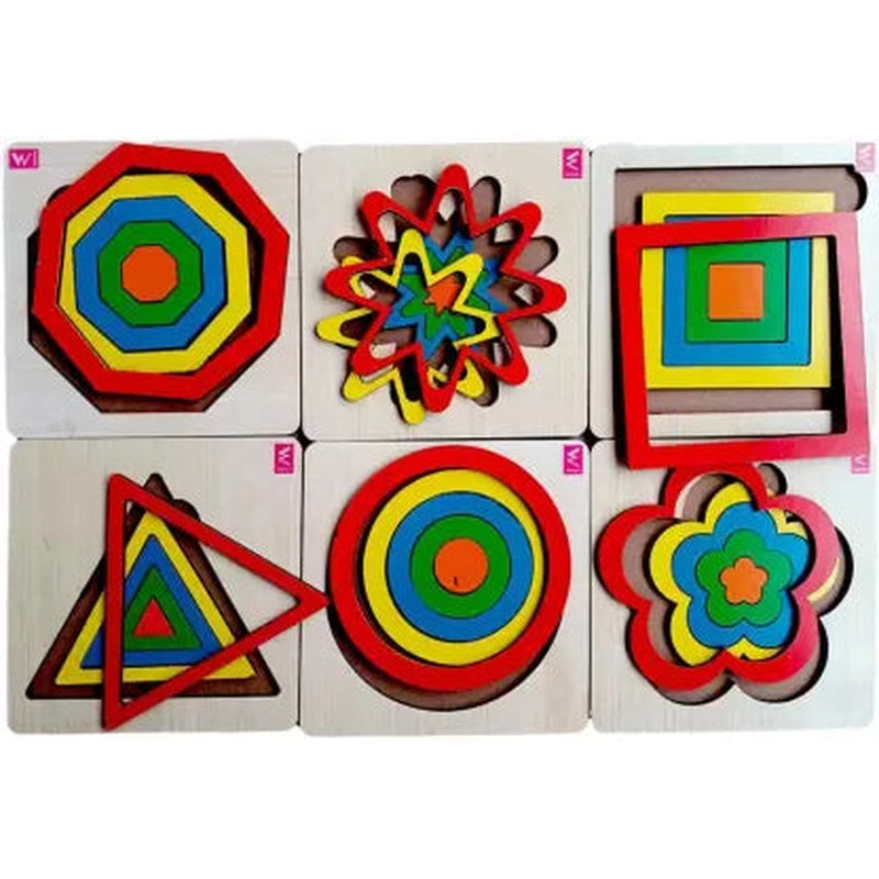 Wooden Geometric Seriation Puzzle Educational Board Game