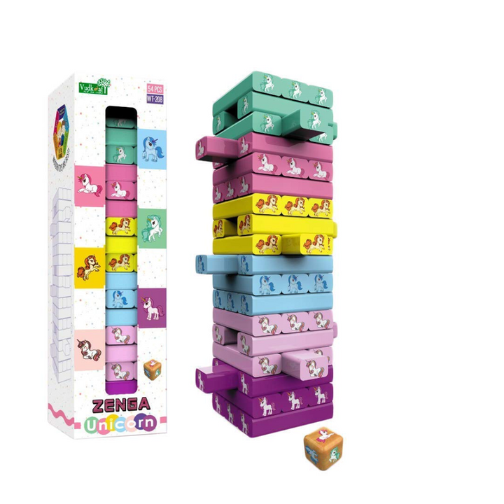 Unicorn Theme Wooden Stacking Toy Multicolor - 54 Pieces