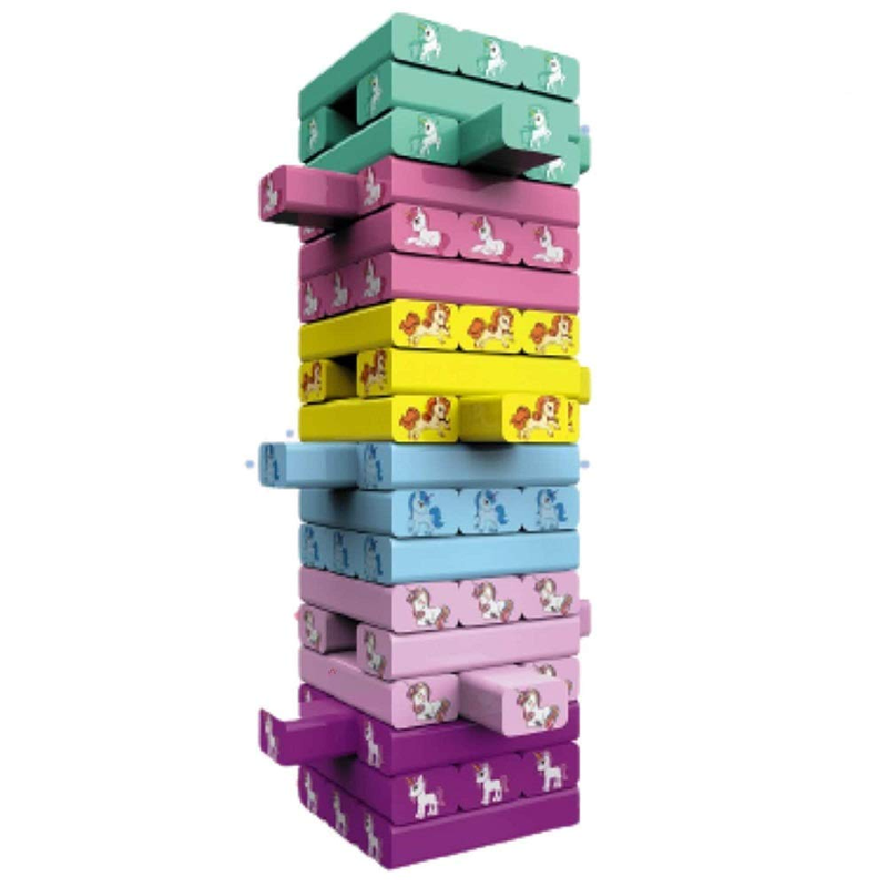 Unicorn Theme Wooden Stacking Toy Multicolor - 54 Pieces