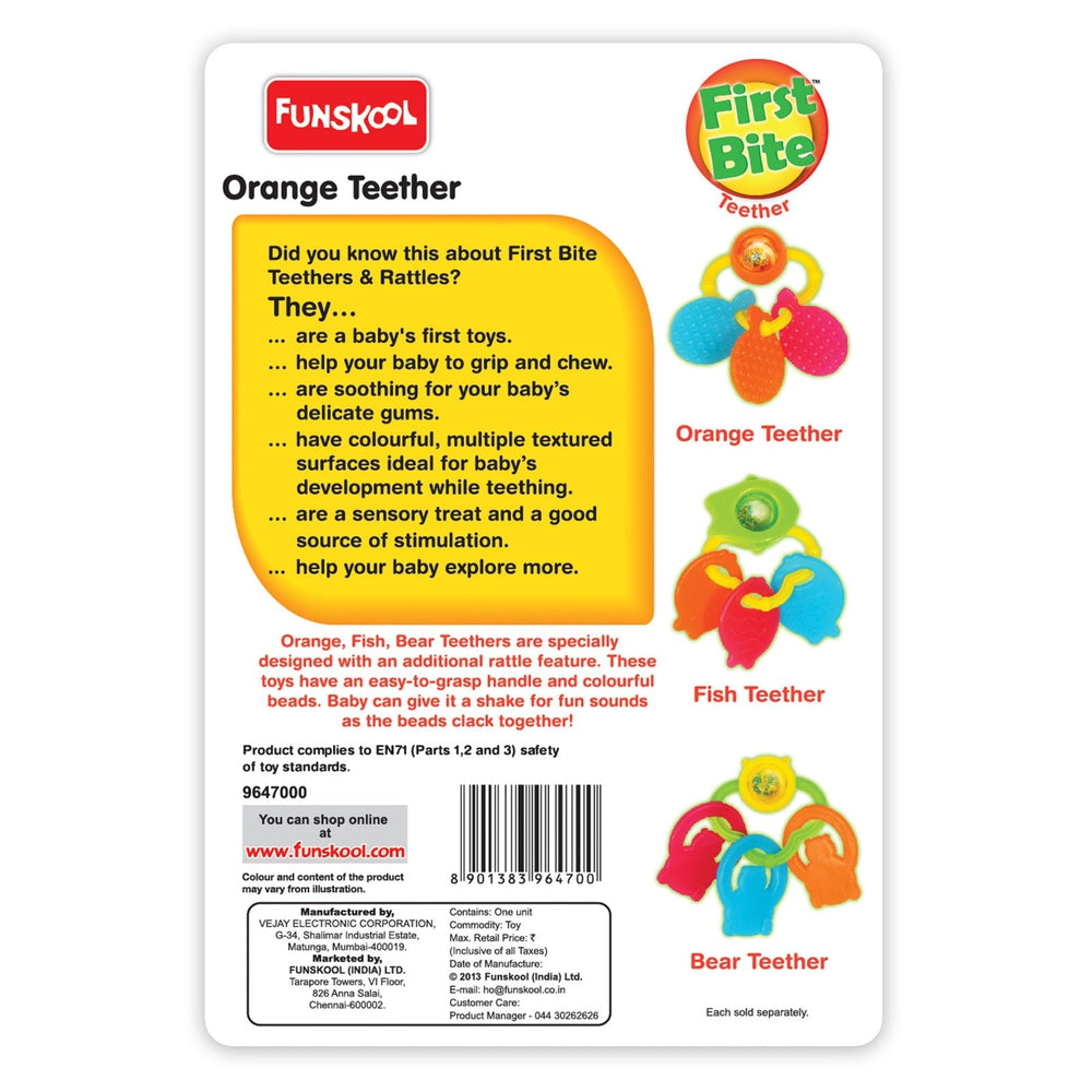 Orange Teether- Toy for Toddlers